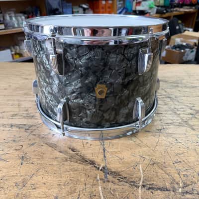 Vintage Ludwig 12"x8" Rack Tom Drum Keystone Badge 1968 Black Oyster Pearl image 1