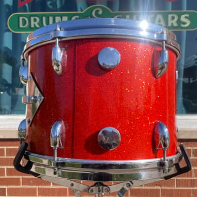 1960s Gretsch 9x13 Tom Single Drum Round Badge 6-Ply Tangerine Sparkle image 6