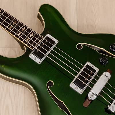 1968 Yamaha SA-70 Vintage Hollowbody Short Scale Bass Dark Green w/ Case image 6