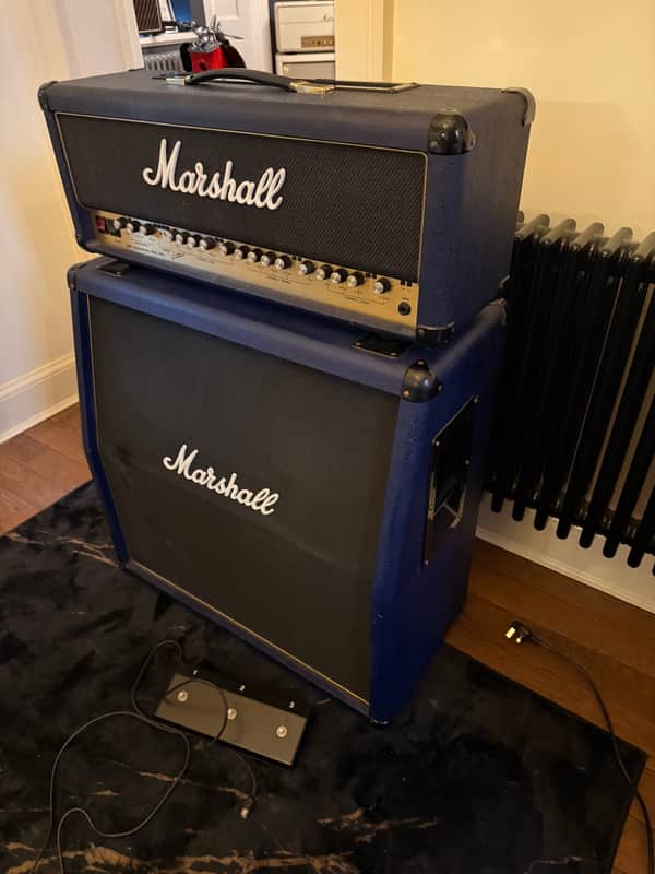 Series 3-Channel Marshall 6100 30th anniversary 100-Watt Guitar Amp and cab 1992 - 1997 - Blue image 1