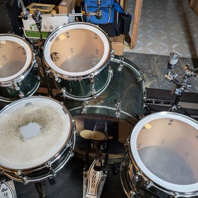 Tama Starclassic Maple 4 Piece Drum Set 1990s - RARE Blue Green Sparkle image 8