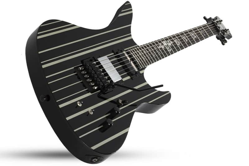 Schecter Synyster Gates Custom S Electric Guitar Gloss Black/Silver Pin Stripes image 1