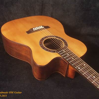 Handmade OM Cutaway Acoustic Guitar, Solid Indian Rosewood, Mop Inlay, Soft-Bag, Bruce Wei (2011) image 3