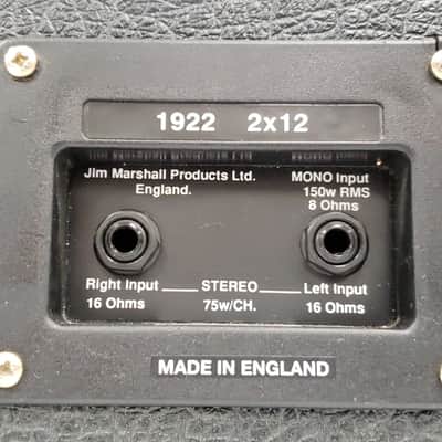 Marshall 1922 150-Watt 2x12" Guitar Speaker Cabinet 1989 - Present - Black image 12
