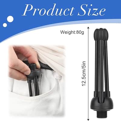Desktop Tripod Microphone Stand, with Non-slip Rubber Feet, Durable Iron Construction, Portable Foldable, Adjustable Table Microphone Stand for Podcasts, Online Chat, Conferences, Lectures, Black image 2