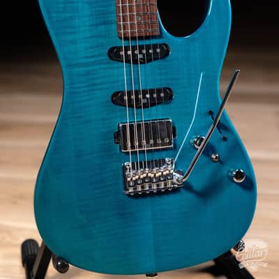 Ibanez MMN1 Martin Miller Signature Guitar w/ Case – Transparent Aqua Blue image 3