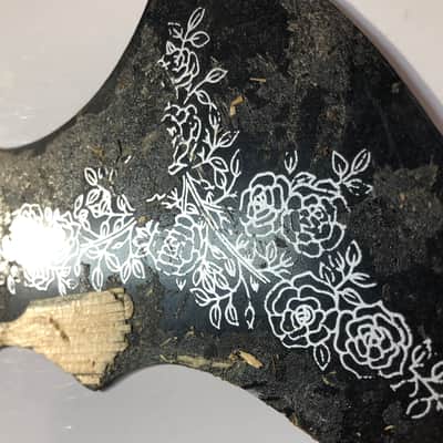 Teisco Del Rey Vintage Batwing Acoustic Pickguard Roses Vines 1960’s Black/Silver image 7