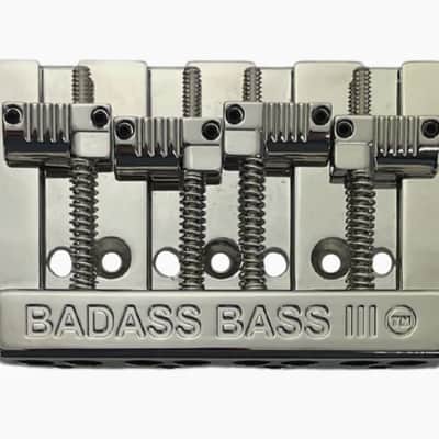 Chrome Badass III Bass Bridge for String Thru Fender P/Jazz Bass