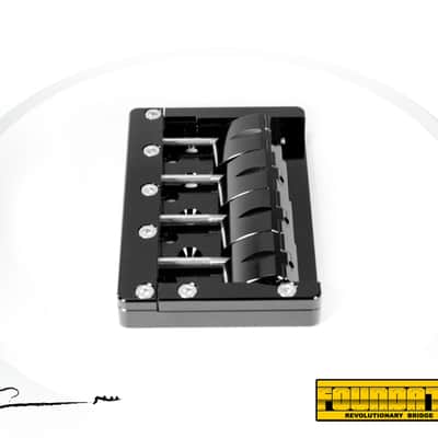 KSM Foundation Bass Bridge  (4-String) Black body w/ Nickel Bolts, Slotted Saddles image 5