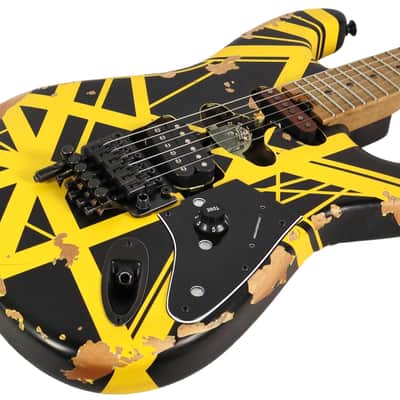 EVH Ltd Ed Striped Frankenstein Black Yellow Frankie Aged Electric Guitar image 5