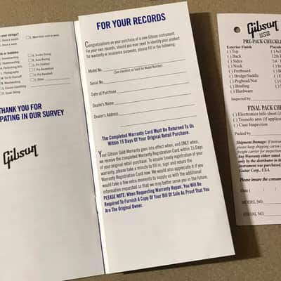 Gibson USA Case Candy 2008-2011 Blank Checklist & Warranty Manual Cloth Les Paul SG Explorer V image 3