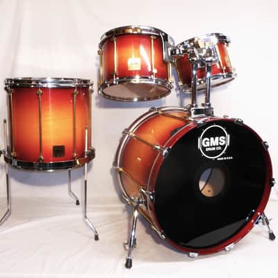 Vintage 1993 GMS Grand Master Series Drumset Cherry Sunburst Lacquer 22",14",12",10" image 1