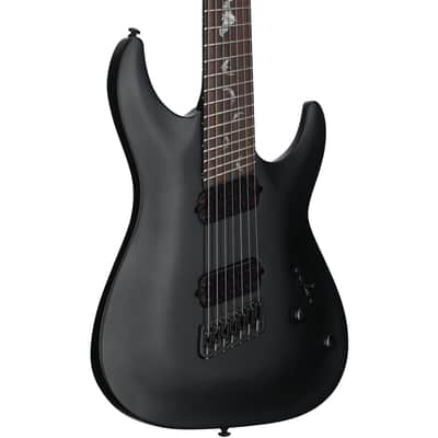 Schecter Damien-7 Multiscale Electric Guitar, 7-String, Satin Black image 1
