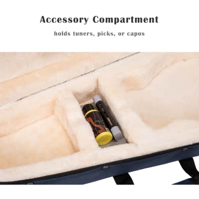 Crossrock Mandolin Foam Case for A & F Style | Lightweight Blue Gig Bag with Plush Interior & Storage (CRP300MAFBL) image 5