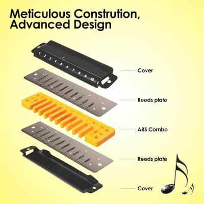 Harmonica of B flat Key,Blues Mouth Organ 10 Hole 20 Tones, Reed of Phosphor Bronze, ABS Combo, Easy-Clean Cover,10 Hole Blues Harp for Adult, Beginner image 2