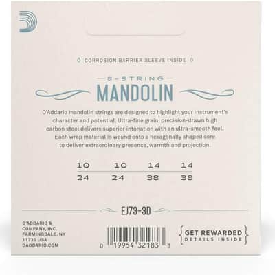 D'Addario EJ73 Mandolin Strings, Phosphor Bronze, Light, 10-38, 3 Sets image 4