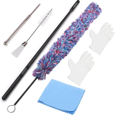 Flute Cleaner Care Cleaning Kit, Flute Cleaning Cotton Cleaning Brush, Flute Cleaning Swabs, Double End Dust Brush, Flute Cleaning Rod, Screwdriver for Flute Repairing, Cotton Gloves, Cleaning Cloth image 2