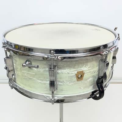 Vintage 1960s Ludwig Super Classic Snare Drum in White Marine Pearl image 1