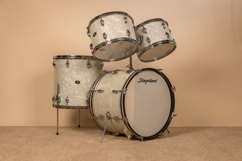 1960s Slingerland Modern Solo White Marine Pearl Drum Set image 1