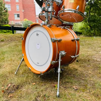 Yamaha Custom Absolute Bop Jazz Drum Set 10x7, 12x8 toms , 14x14 floor, 18x14 Vintage Natural Maple bass, Birch toms Gold badge MIJ image 4