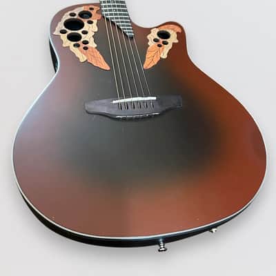 Ovation CE44-RRB-G Celebrity Elite Mid-Depth Acoustic-Electric Guitar - Reverse Red Burst image 5
