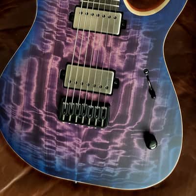 Mayones Duvell Elite 7 25.4" Curly Poplar top, Mahogany body, Wenge neck, Ebony fretboard 16", Velvetrone Pickups image 4