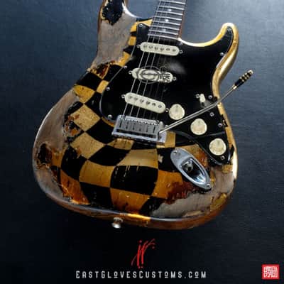 Fender American Stratocaster 60th Anniversary Diamond Edition Stratocaster Distorted Checker with Gold Leaf Aged Relic 1of1 by East Gloves Customs [Discounted by $400 Off for Limited Time Only!] image 8