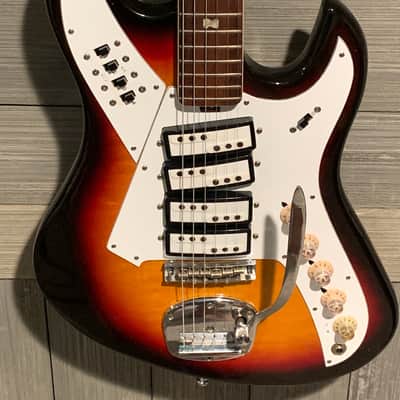 Teisco Norma EG421-4 Pickup 1968 Sunburst w/Original Chipboard Case image 2
