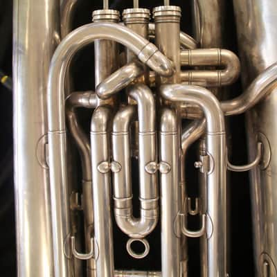 1960's Besson 3 Valve Vintage Bb Tuba 17" Bell Silver "50 Medals of Honor" image 2