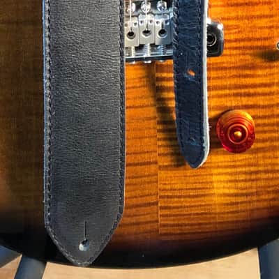 Handmade in Michigan by Roem Leather 2 1/4" Handmade Leather Guitar Strap Rich Black image 3