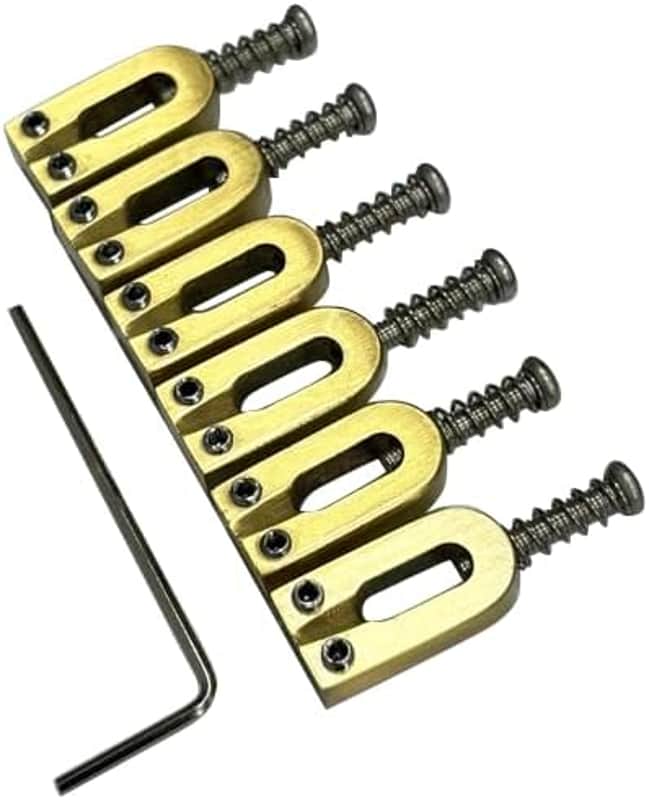Brass Guitar Bridge Saddles 10.5mm Electric Guitar Brass Saddles for Strat Stratocaster Tele Telecaster 6 String Guitar Tremolo Bridge Saddles (I-shaped) image 1