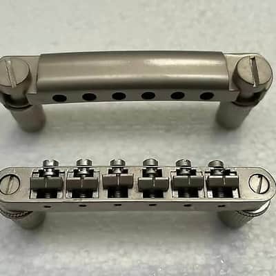 Satin Nickel Finish Guitar Tune O Matic Bridge and Tailpiece image 1
