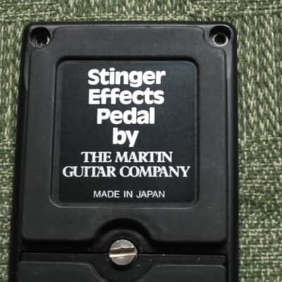 used Stinger Effects Pedal BOTTOM PLATE and BATTERY COVER & Screw (NO pedal included / NO other items included) late 1980s - Metal Plate with Black Finish, Black Rubber Padding, Black with Silver Graphic Bottom Label (made by the Martin Guitar Co) image 7