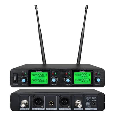 4 Channel UHF Wireless Microphone System with 4 Lavalier, Bodypack, and Headset Mics – Perfect for Music and Musicians in Church image 2