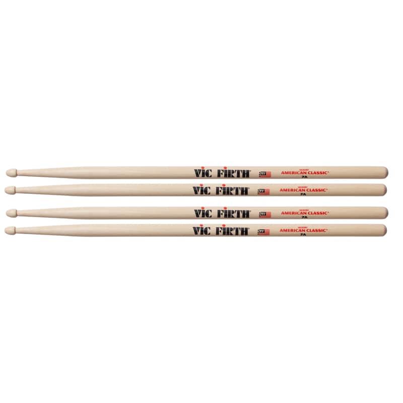 Vic Firth 7A Wood Tip Drum Sticks (2 Pair Bundle) image 1