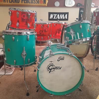 Gretsch 3pc Broadkaster Vintage Bop Kit Satin Sea Foam Green image 7