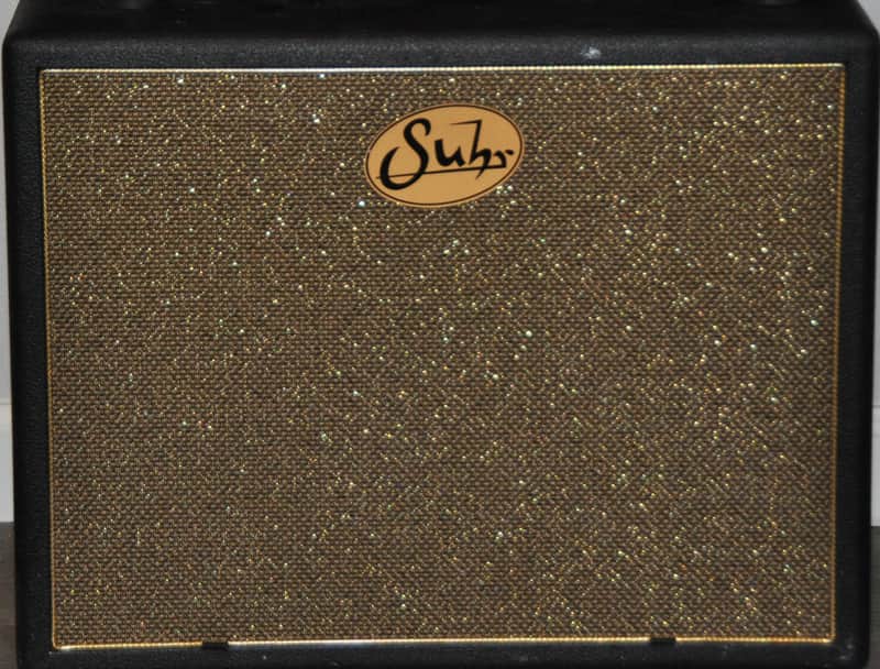 Suhr Badger 1x12 Cabinet Black with Gold Grille and G12 Vintage 30 Speaker image 1