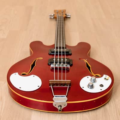 1960s Mosrite Celebrity Vintage 25" Short Scale Hollowbody Bass Cherry, USA-Made image 11
