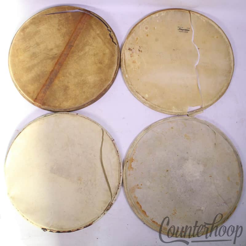 Ludwig/Slingerland 4x 14" Snare/Tom Drum Calf Skin Heads Batter/Resonant Set 30s image 1