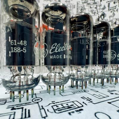 GE 12BH7A Grey Plates O‑Getter 1961 NOS Factory Matched Set – Preamp/Driver Tubes image 4