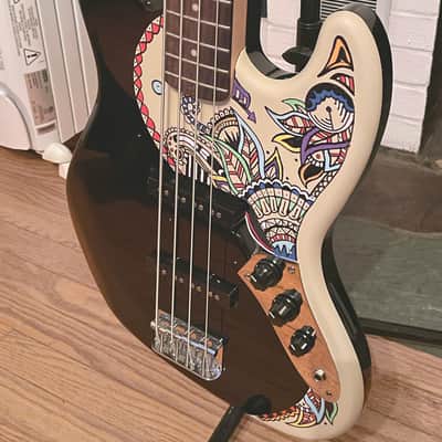 Fender Squier Jazz Bass 4-string Bass Guitar - Unique Custom Yin-Yang Design image 4