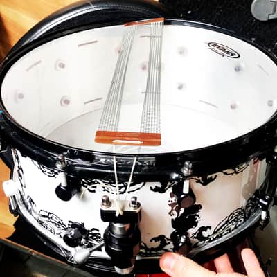 Trick 14 x 6.5 Trick Custom Snare  black and white skull image 2