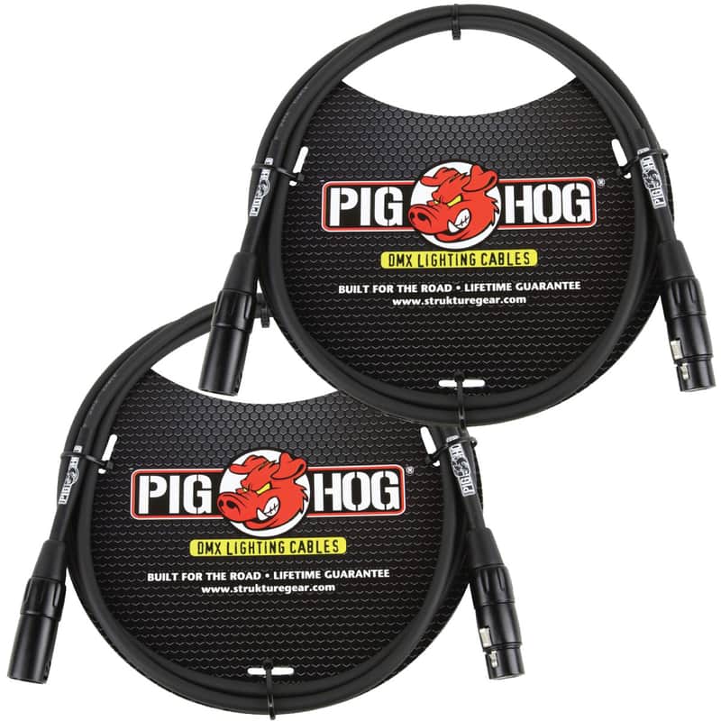 Lifetime Warranty! 2 Pack Pig Hog PHDMX5 5ft DMX Lighting Cable 3 Pin - NEW image 1