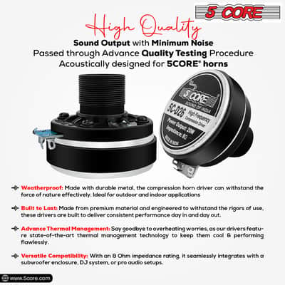 5 Core Compression Drivers Pair Horn Speaker 1 Inch Aluminum Tweeter 200W Peak 8 Ohm Pro Audio Driver image 5