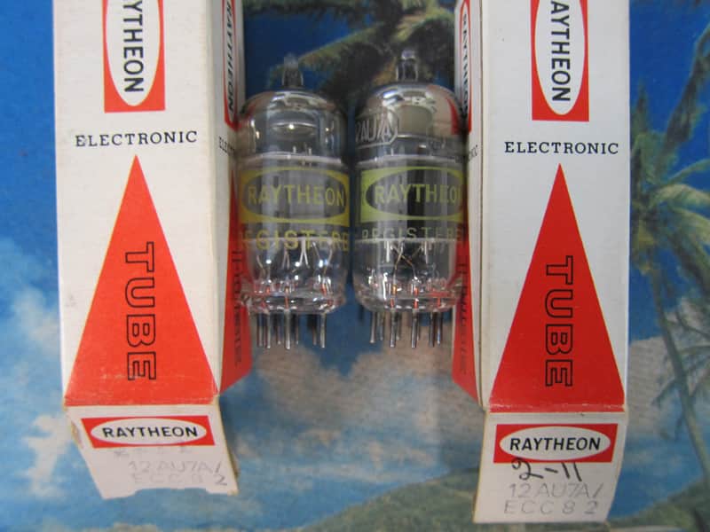 Pr NOS Raytheon 12AU7A/ECC82 Vintage Tubes, New 1970s, Ex Sound, Japan 1970s image 1