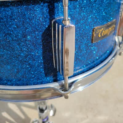 Vintage MIJ Tempro 14x5.5" Snare Drum - Blue Sparkle (168-24) image 3