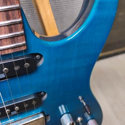 Signed Ibanez MM1-TAB Martin Miller Signature with Roasted Maple Neck 2010s - Transparent Aqua Blue Signed by Martin Miller imagen 13