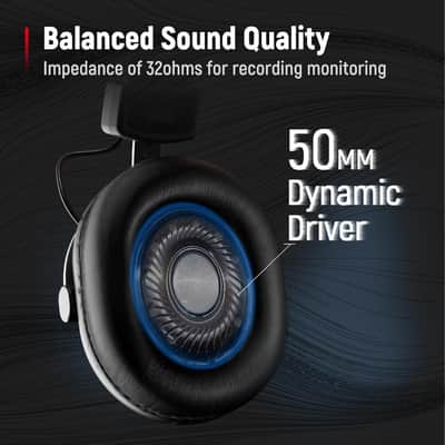 Studio Monitor Headphones for Recording, Wired Headphones with 50mm Driver, Over Ear Headset with Detachable Cables 3.5mm or 6.35mm Jack, Black, on PC/Mixer/Amplifier image 2
