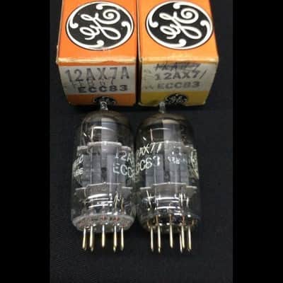 NOS MATCHED PAIR GE 12AX7 ECC83 Fat Plate VINTAGE Audio VACUUM TUBES 8.9844 image 2