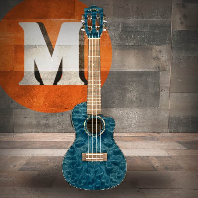 Lanikai Quilted Maple Blue Stain Concert A/E Ukulele w/ Kula Preamp (QM-BLCEC) image 1